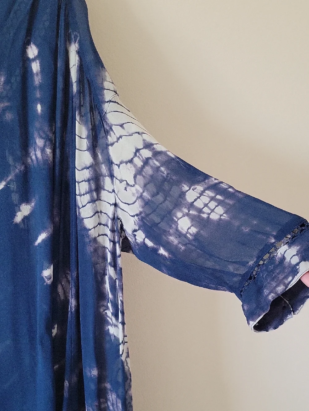 Free People Tie Dye Me Down Blue Sheer Tunic Size Large